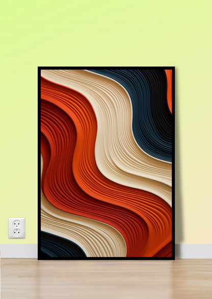 Textured Wavy Lines Abstract Wall Art