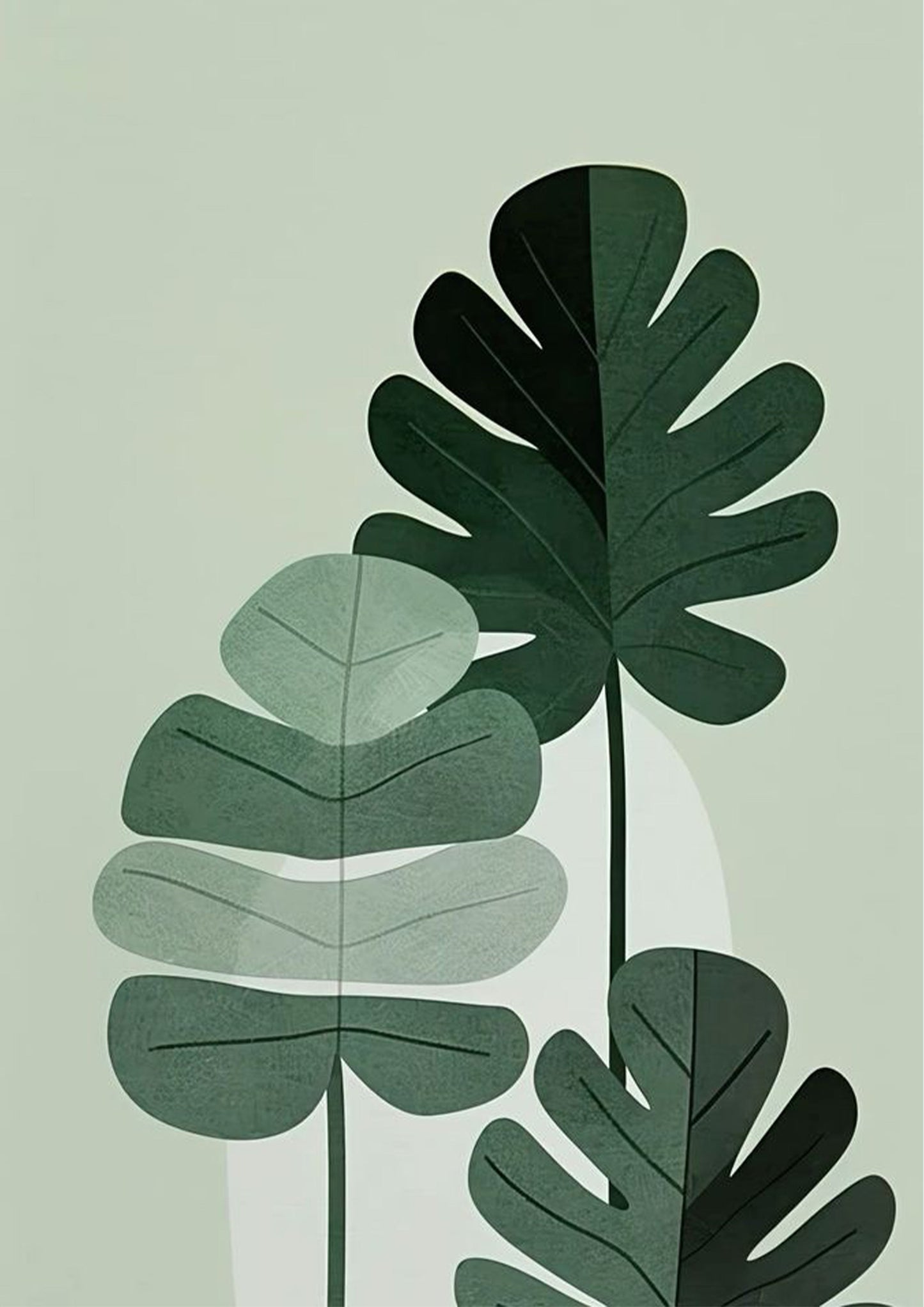 Green Monstera Leaf Abstract Poster Wall Art