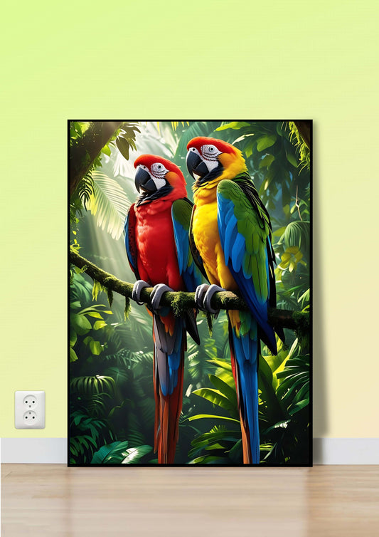 Vibrant Macaw Jungle Poster Wall Art