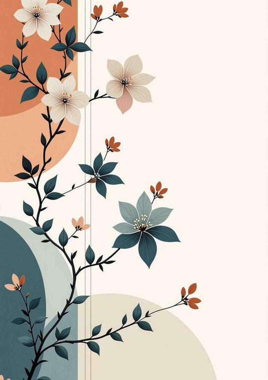 Terracotta & Sage Autumn Floral Poster Wall Art