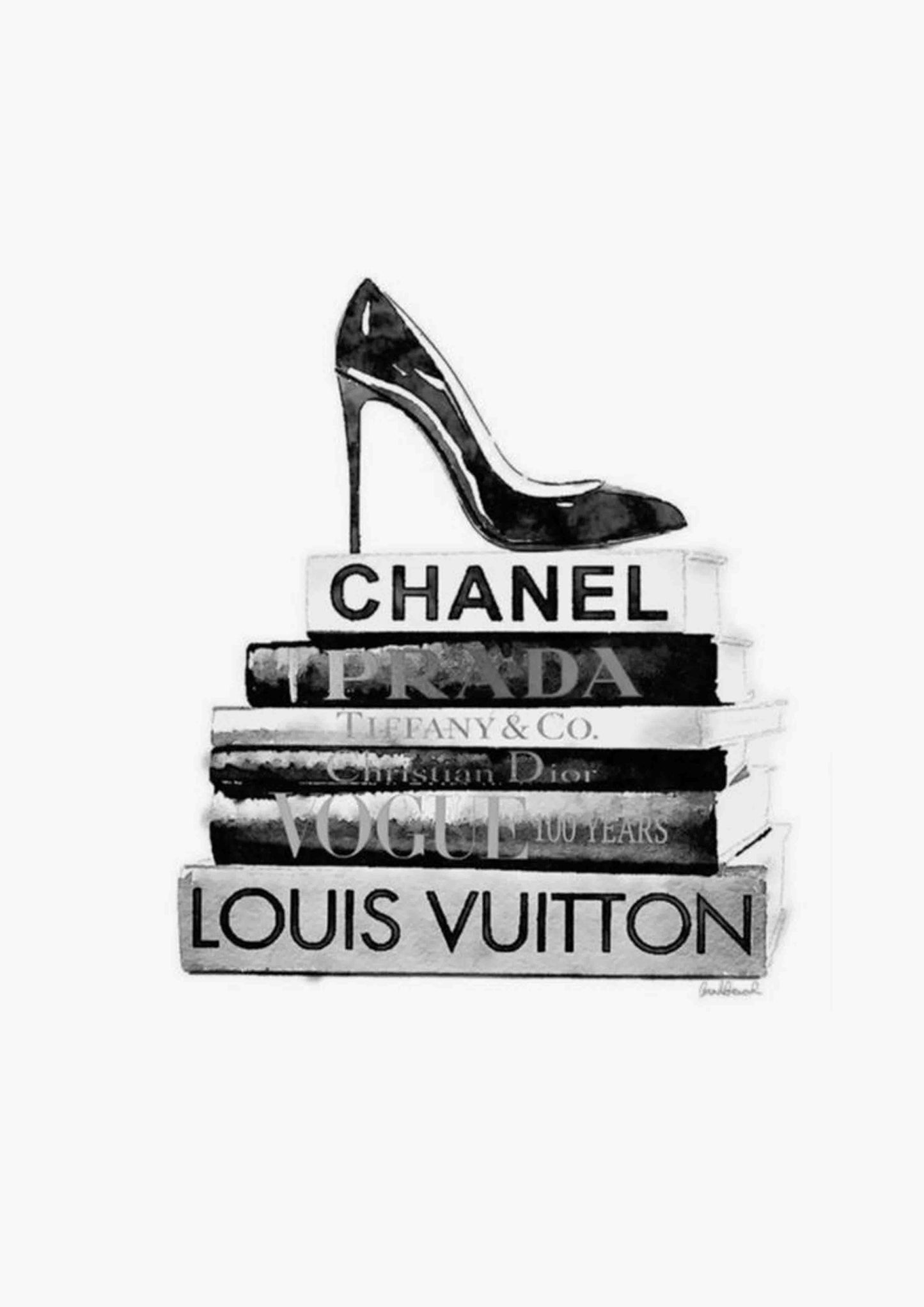 Black & White Designer Books Poster Wall Art