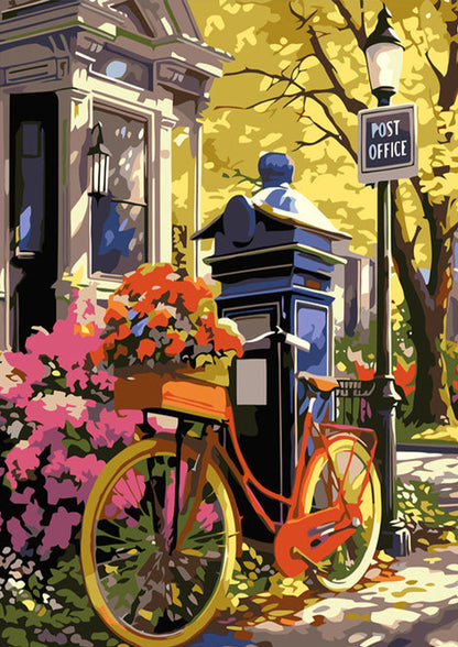 Colorful City Bicycle Poster Wall Art