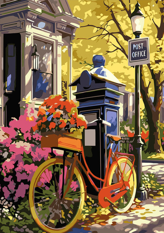 Colorful City Bicycle Poster Wall Art