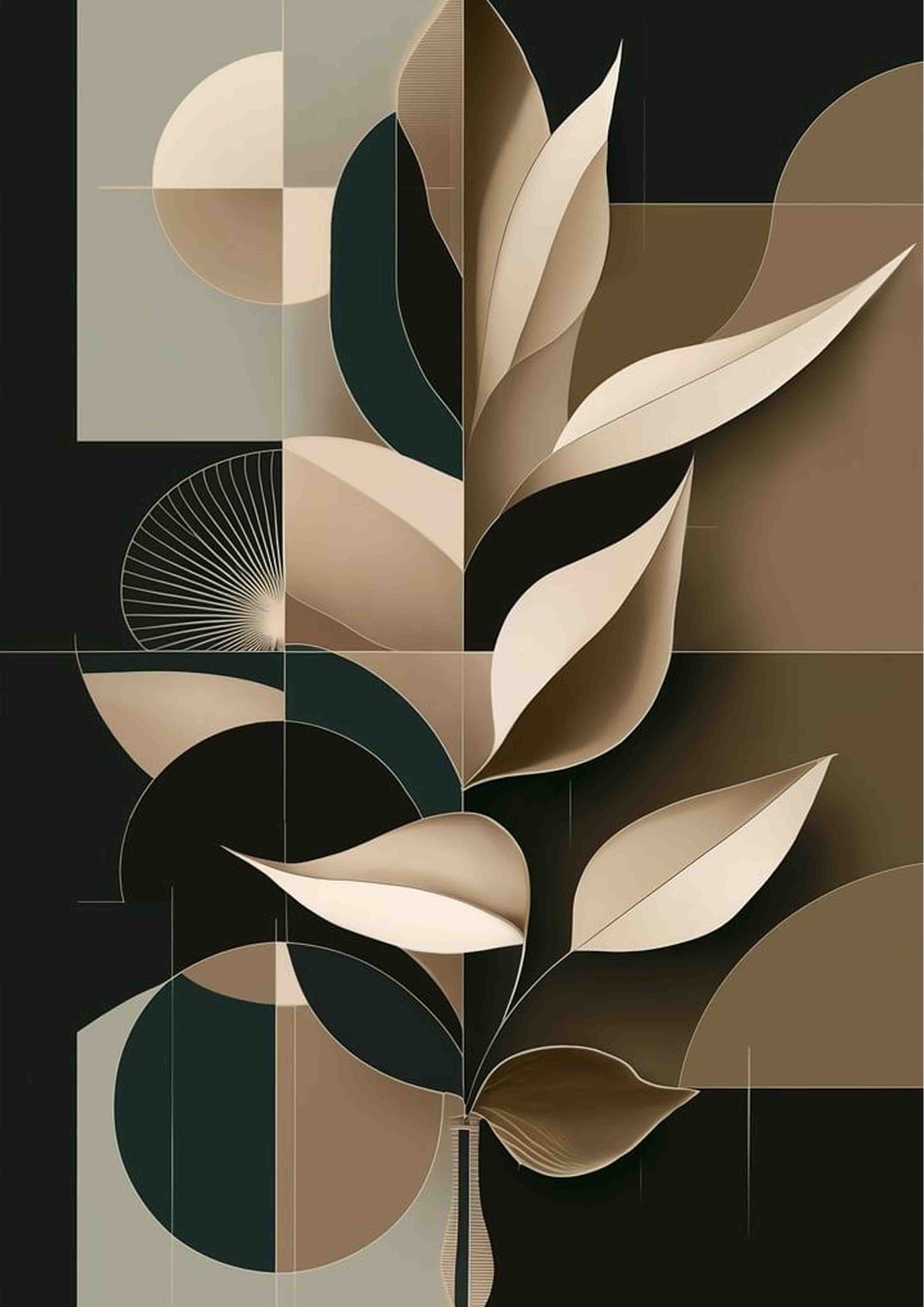 Ochre & Sage Mid-Century Botanical Poster Wall Art