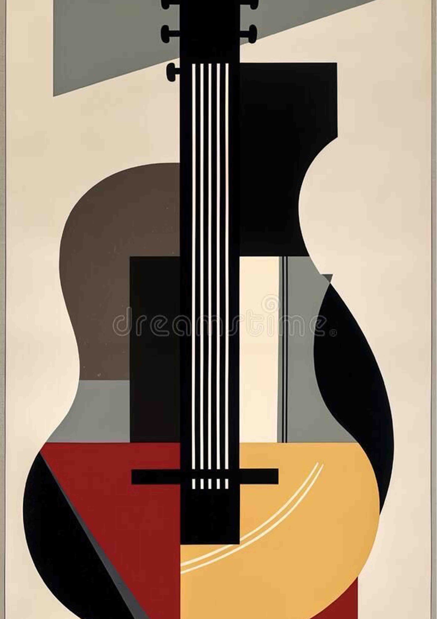 Cubist Jazz Abstract Guitar Poster Wall Art