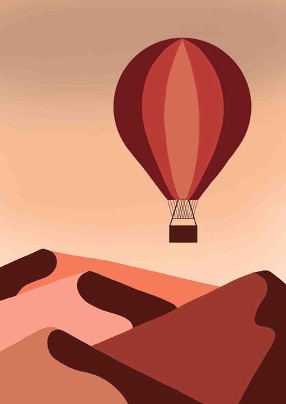 Desert Hot Air Balloon Poster Wall Art