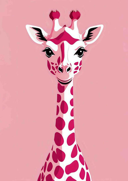 Pink Giraffe Portrait Wall Art
