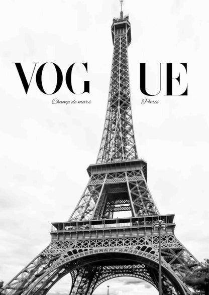 Black & White Eiffel Tower Vogue Poster Wall Art