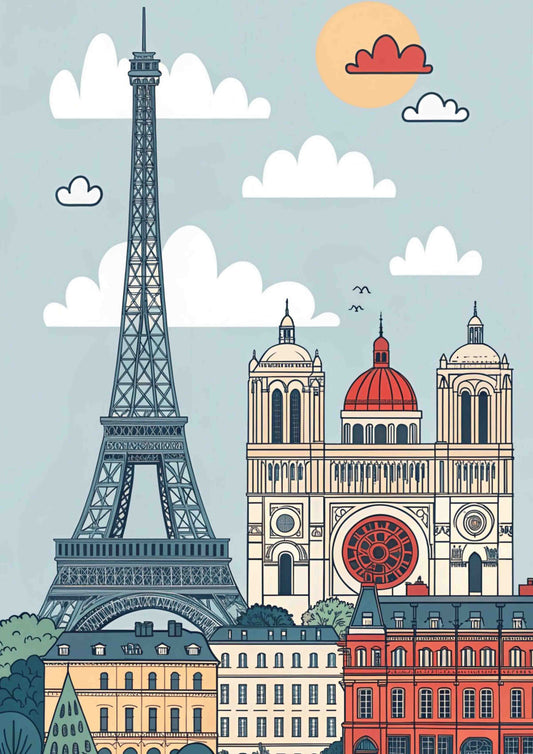 Blue & Orange Paris Cityscape Wall Art