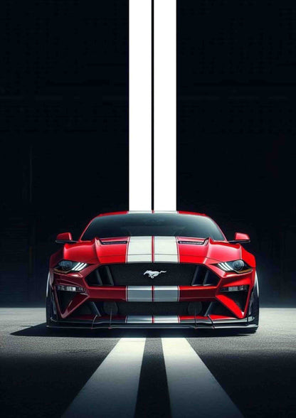 Red Mustang GT Stripe Wall Art