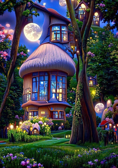 Magical Mushroom House Poster Wall Art