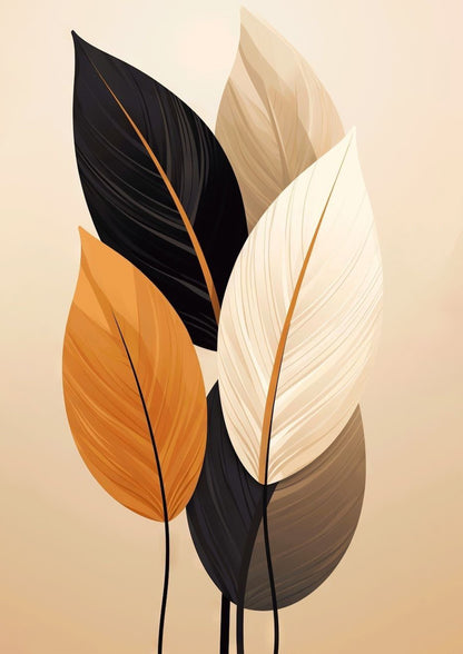 Abstract Brown Leaves Poster Wall Art