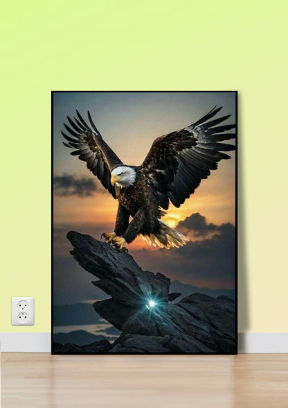 Golden Eagle on Peak at Sunset Poster Wall Art