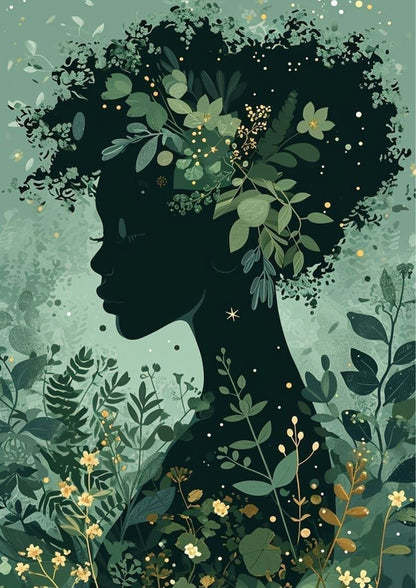 Nature's Embrace Floral Silhouette Poster Wall Art