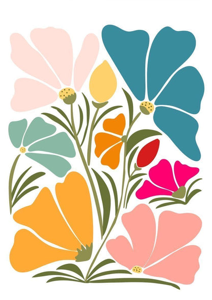 Boho Bright Floral Poster Wall Art