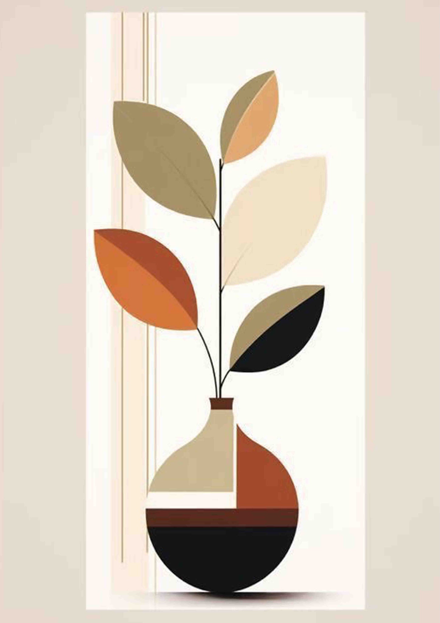 Autumnal Abstract Botanical Poster Wall Art