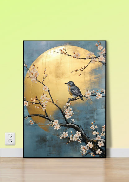Bluebird & Cherry Blossom Poster Wall Art