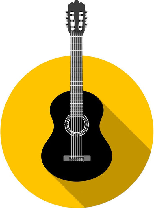 Bold Yellow & Black Guitar Minimalist Poster Wall Art