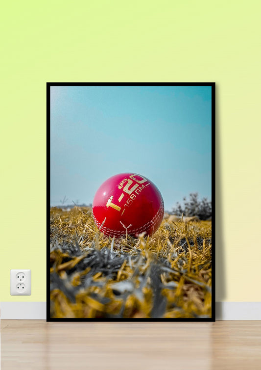 Cricket Ball on the Grass Wall Art