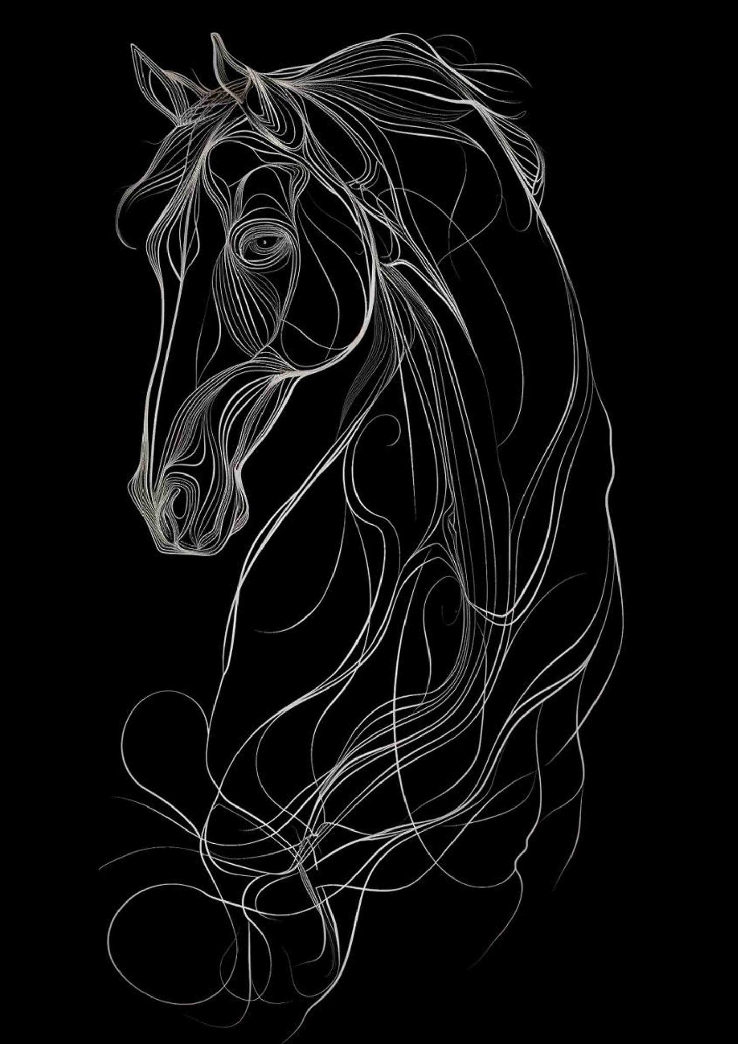 Monochrome Horse Line Art Poster Wall Art
