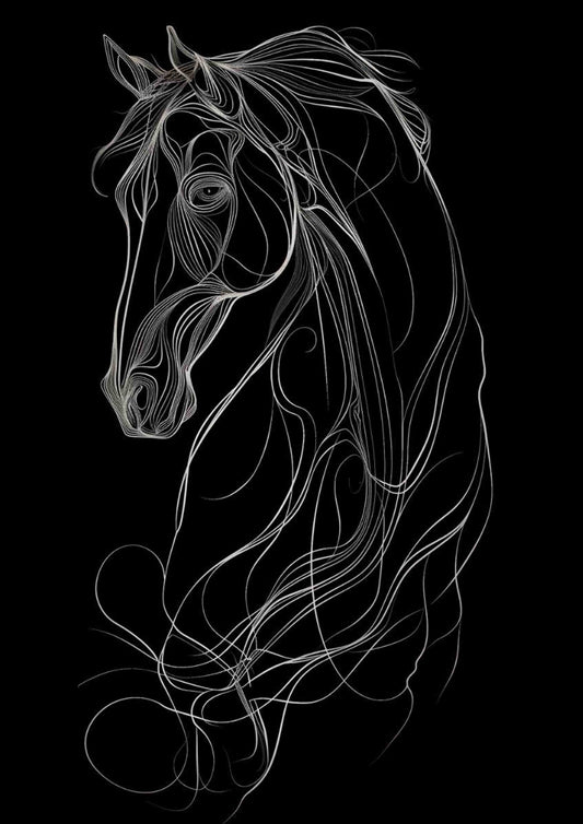Monochrome Horse Line Art Poster Wall Art