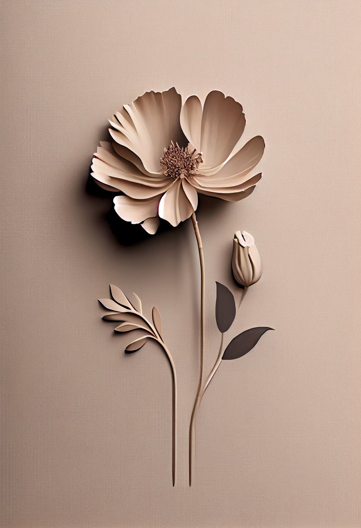 Minimalist 3D Paper Flower Poster Wall Art
