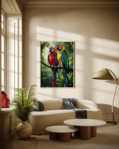 Vibrant Macaw Jungle Poster Wall Art
