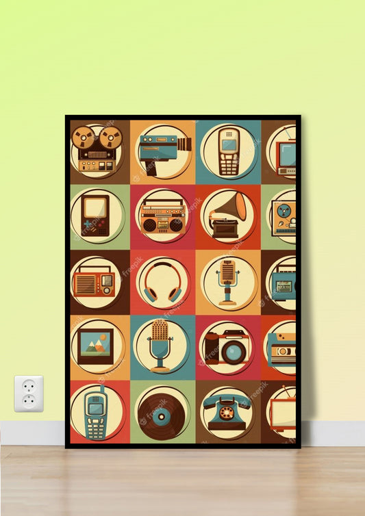 Vintage Technology Grid Wall Art