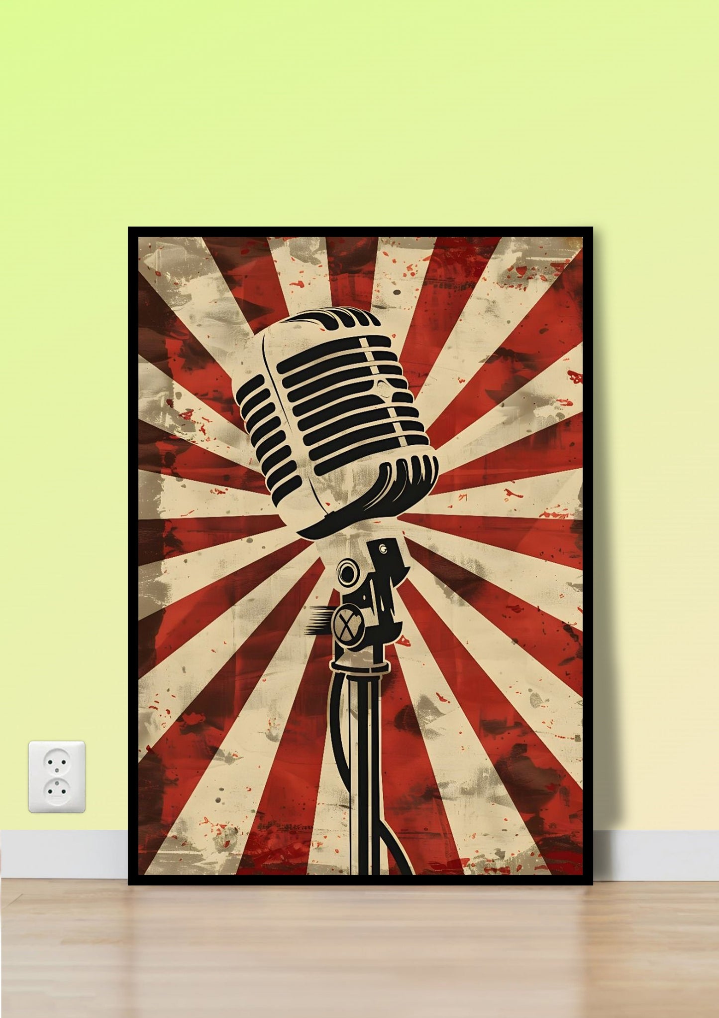 Vintage Microphone & Sunburst Wall Art