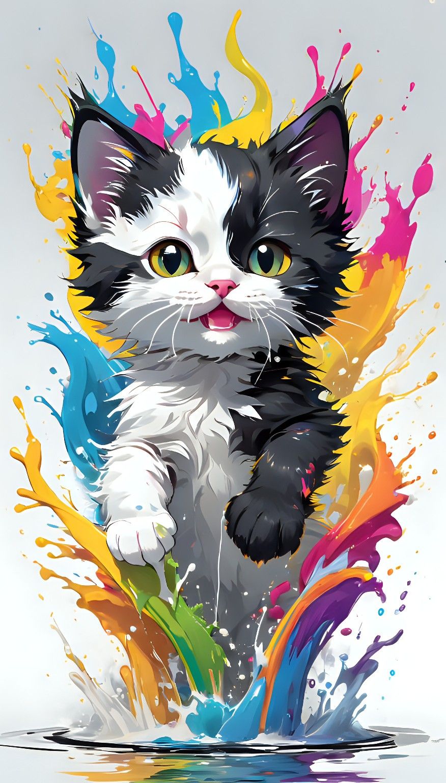 Paint Splatter Kitten Poster Wall Art