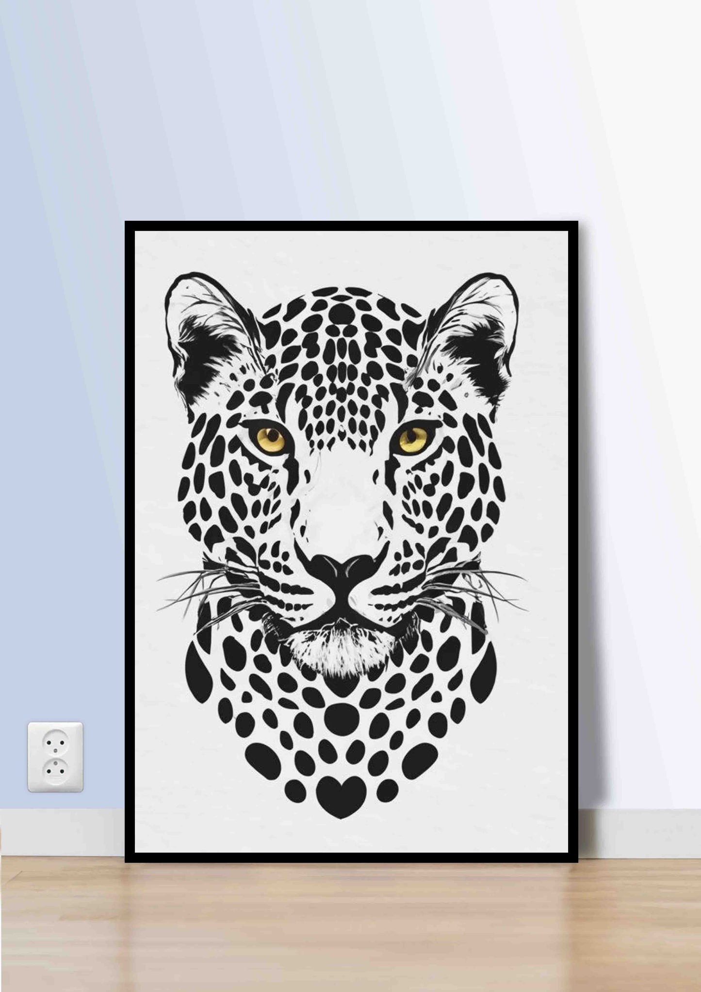 Black & White Leopard Portrait Poster Wall Art