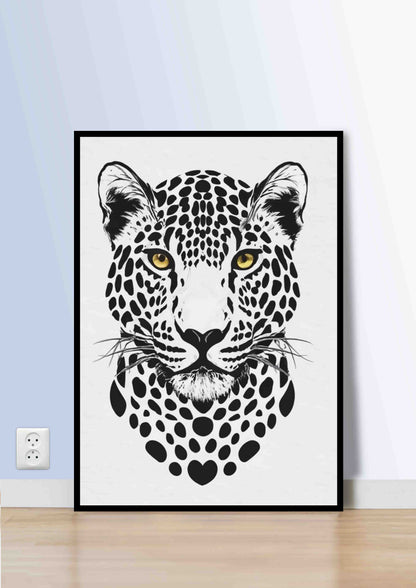 Black & White Leopard Portrait Poster Wall Art