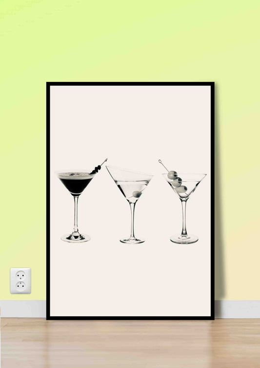 Classic Cocktail Glasses Poster Wall Art