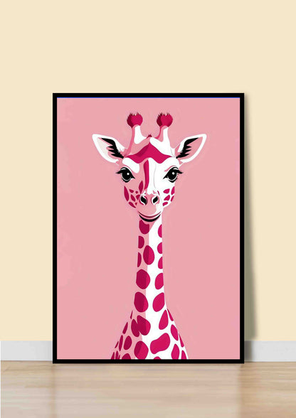 Pink Giraffe Portrait Wall Art