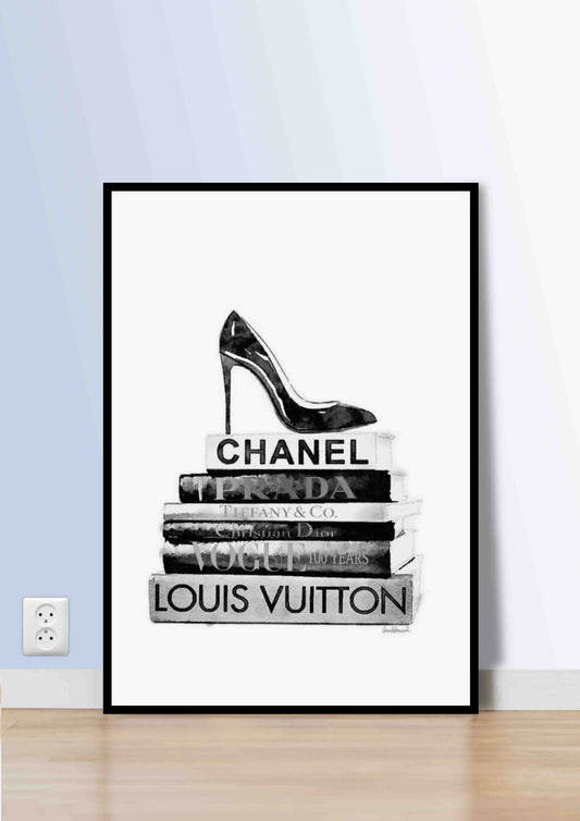 Black & White Designer Books Poster Wall Art