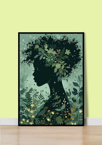 Nature's Embrace Floral Silhouette Poster Wall Art