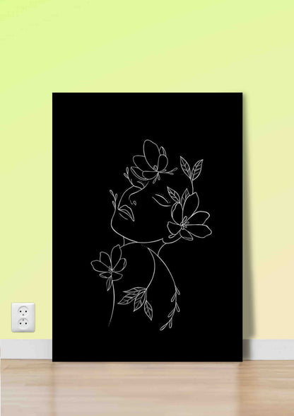 Line Art Floral Portrait Poster Wall Art