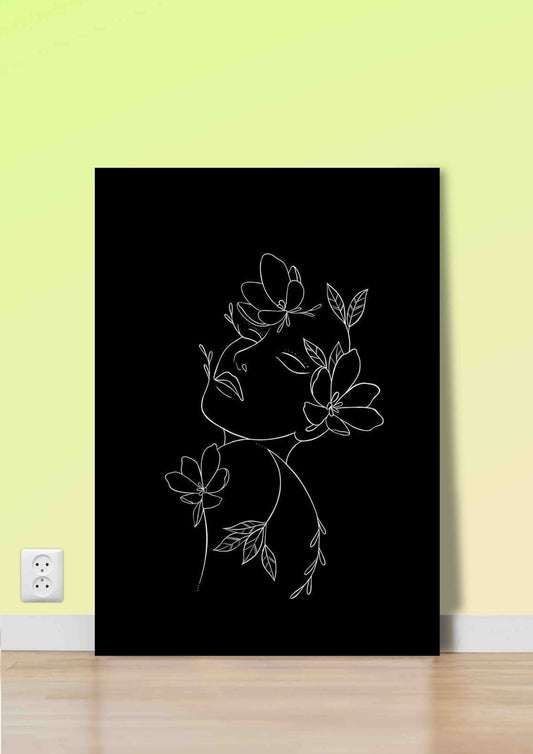 Line Art Floral Portrait Poster Wall Art