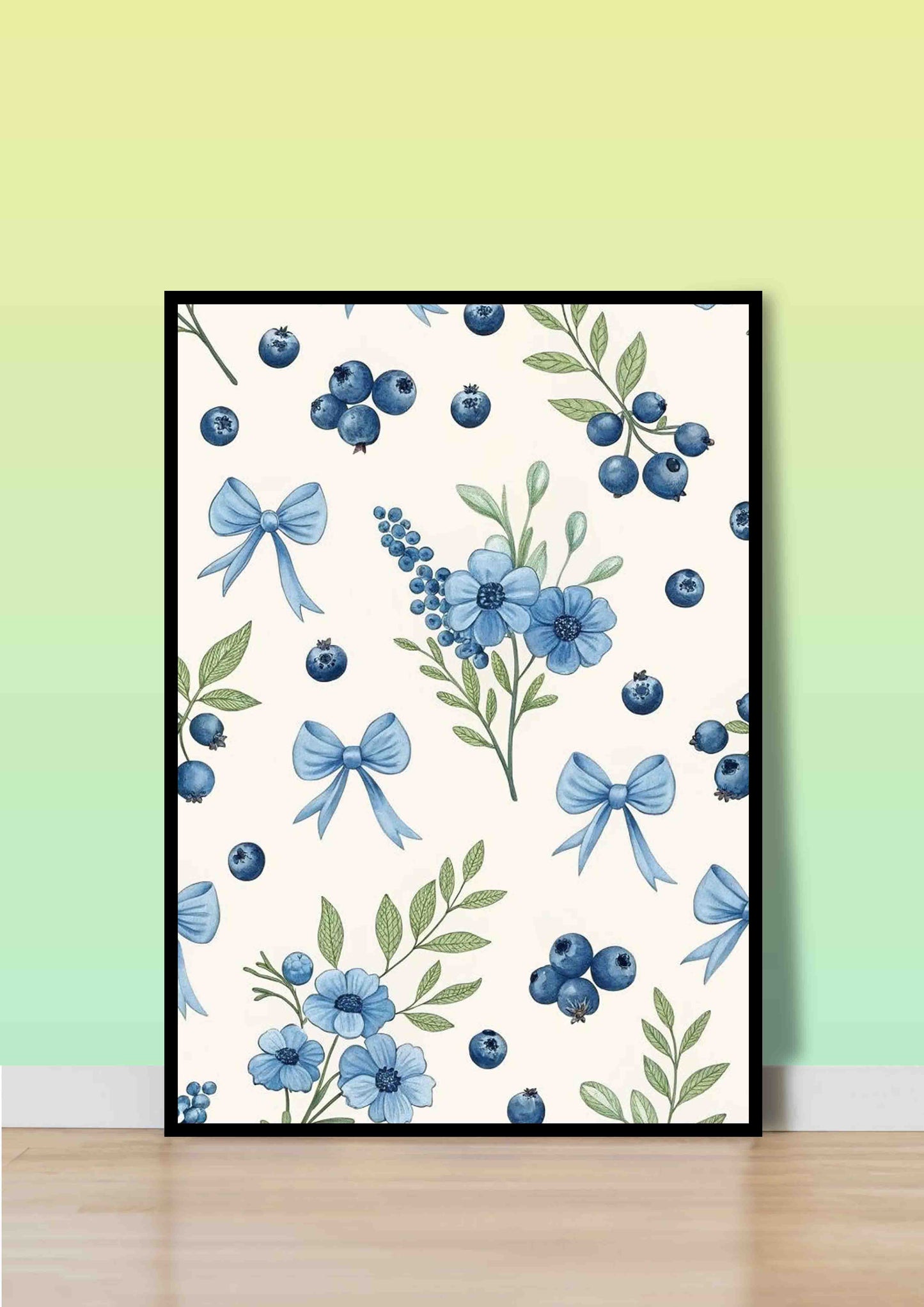 Blue Floral & Berries Wall Art
