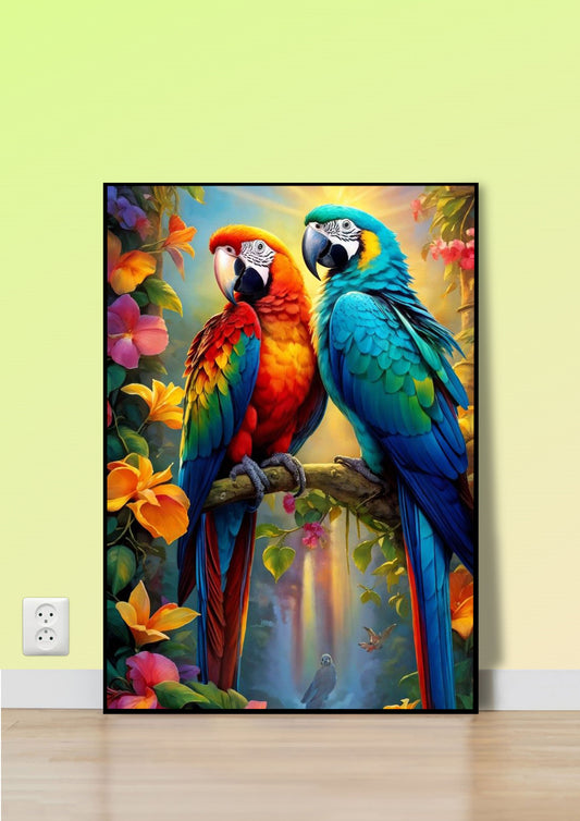 Tropical Macaws in Paradise Poster Wall Art