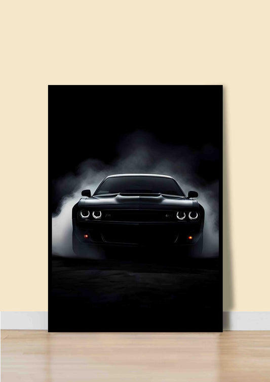 Black Dodge Challenger Wall Art