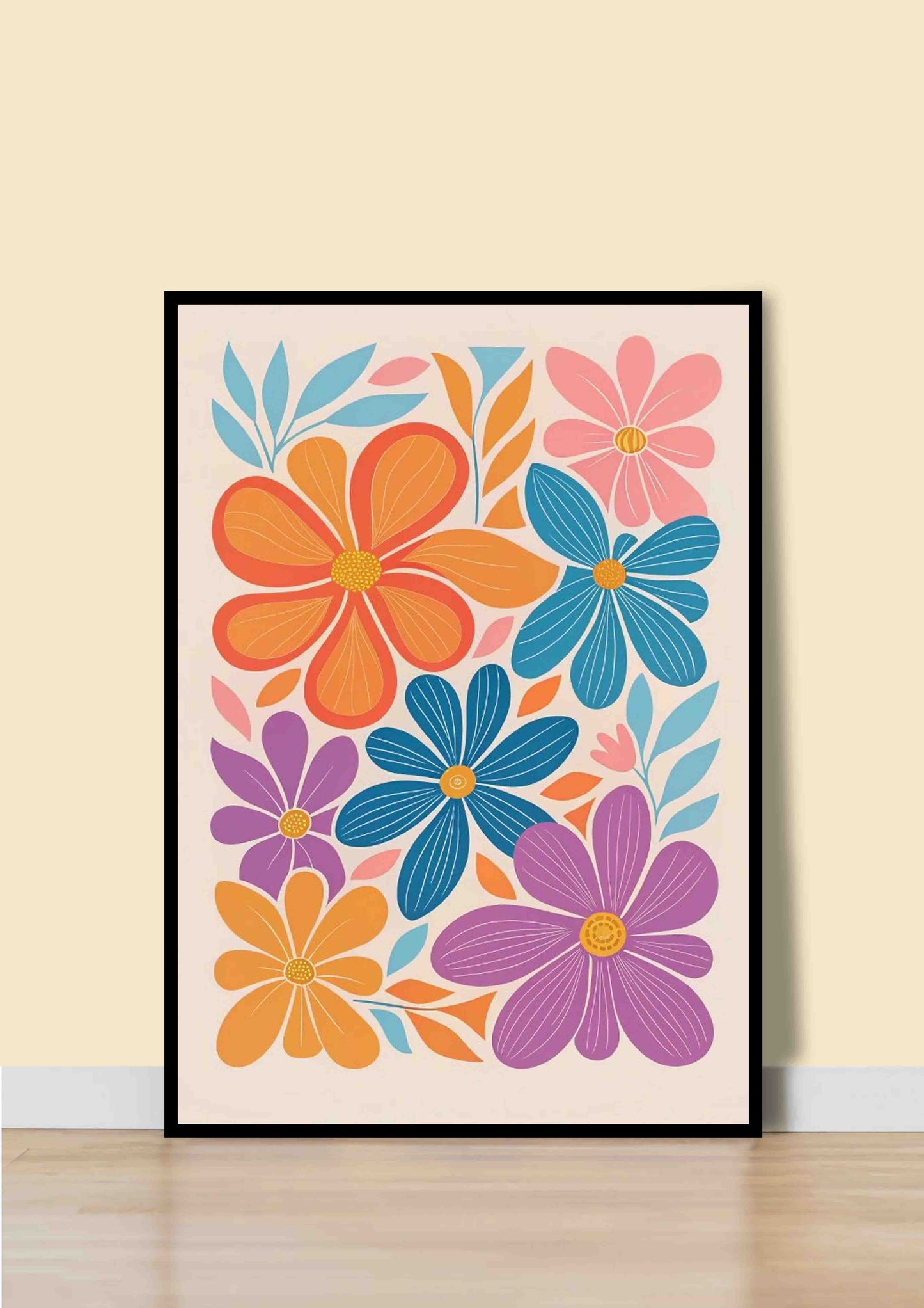 Multi-Colored Retro Floral Wall Art