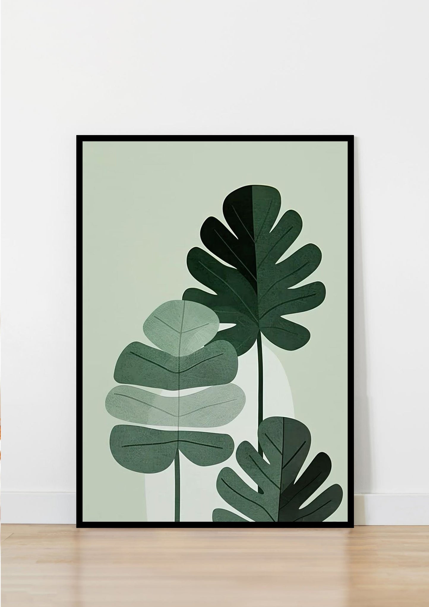 Green Monstera Leaf Abstract Poster Wall Art