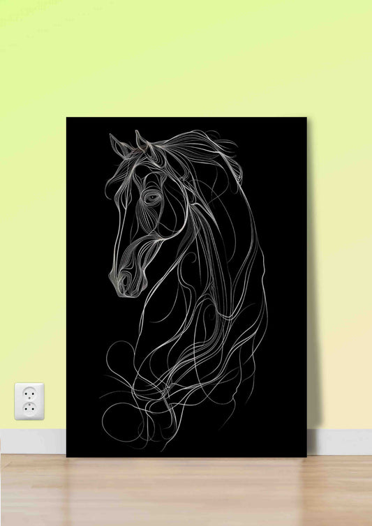 Monochrome Horse Line Art Poster Wall Art