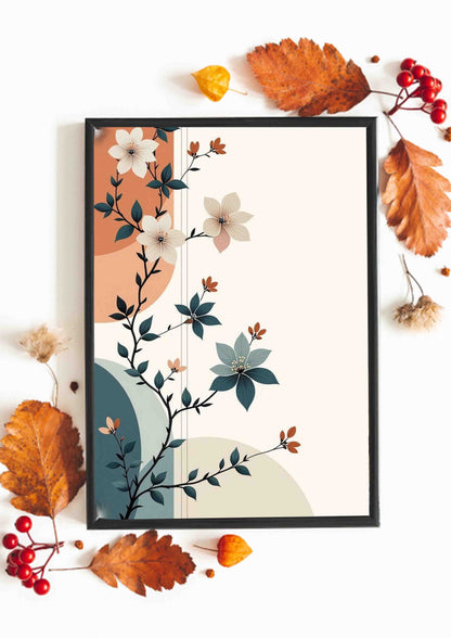 Terracotta & Sage Autumn Floral Poster Wall Art