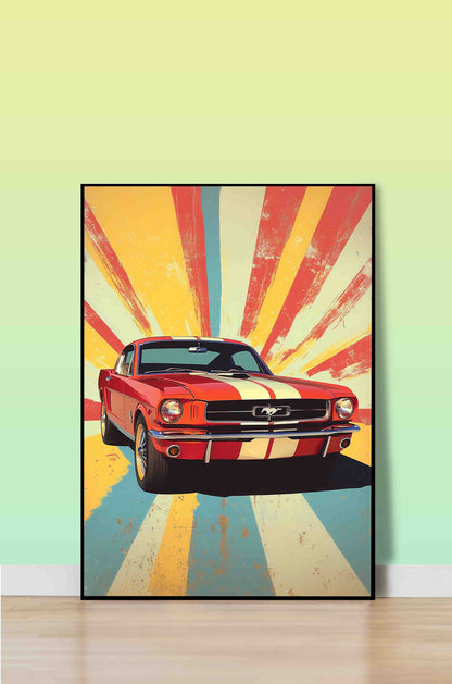 Vintage Red Mustang Wall Art