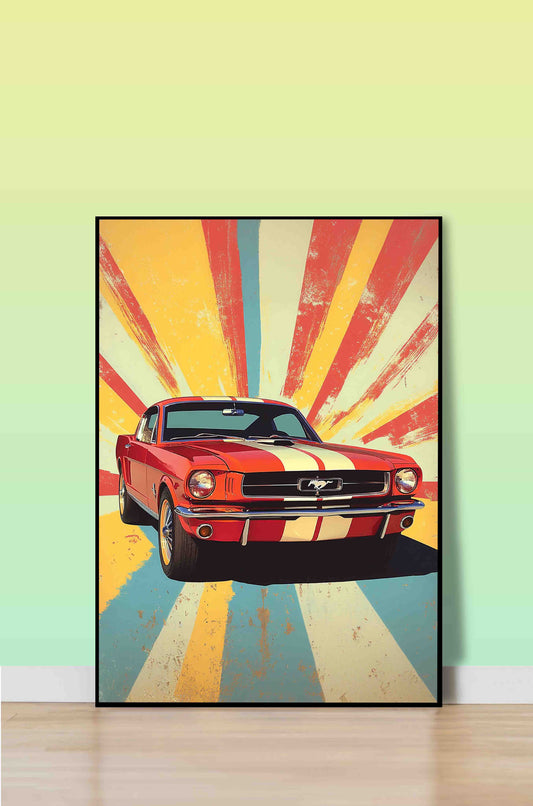 Vintage Red Mustang Wall Art