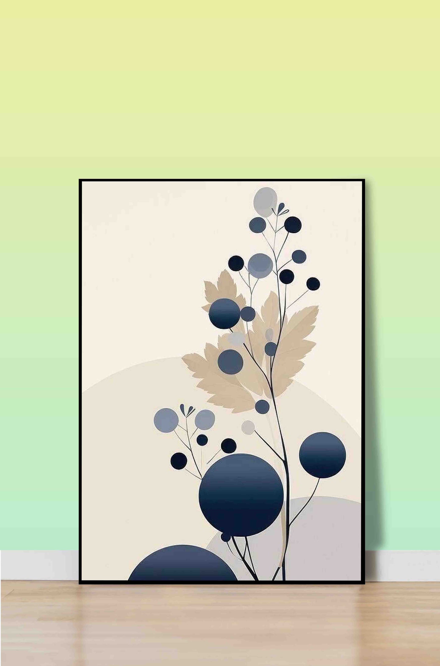 Beige & Navy Botanical Abstract Wall Art