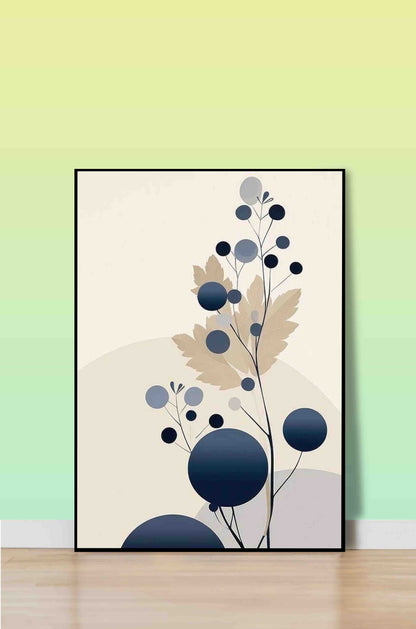 Beige & Navy Botanical Abstract Wall Art
