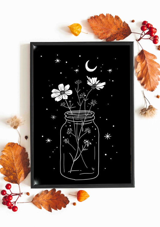 Starlight Flowers Jar Poster Wall Art